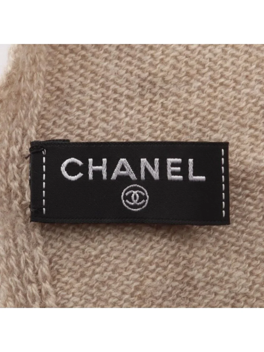 Chanel Shawl CC Logo Beige Scarf